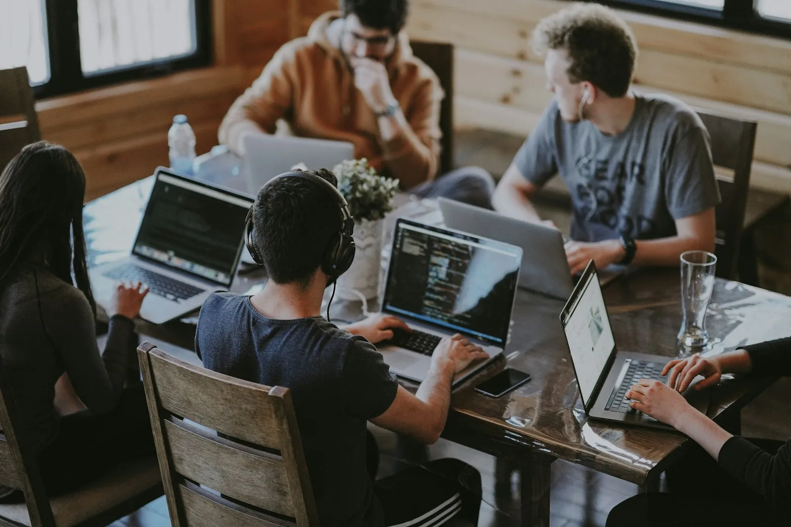 Developers collaborating on a website project